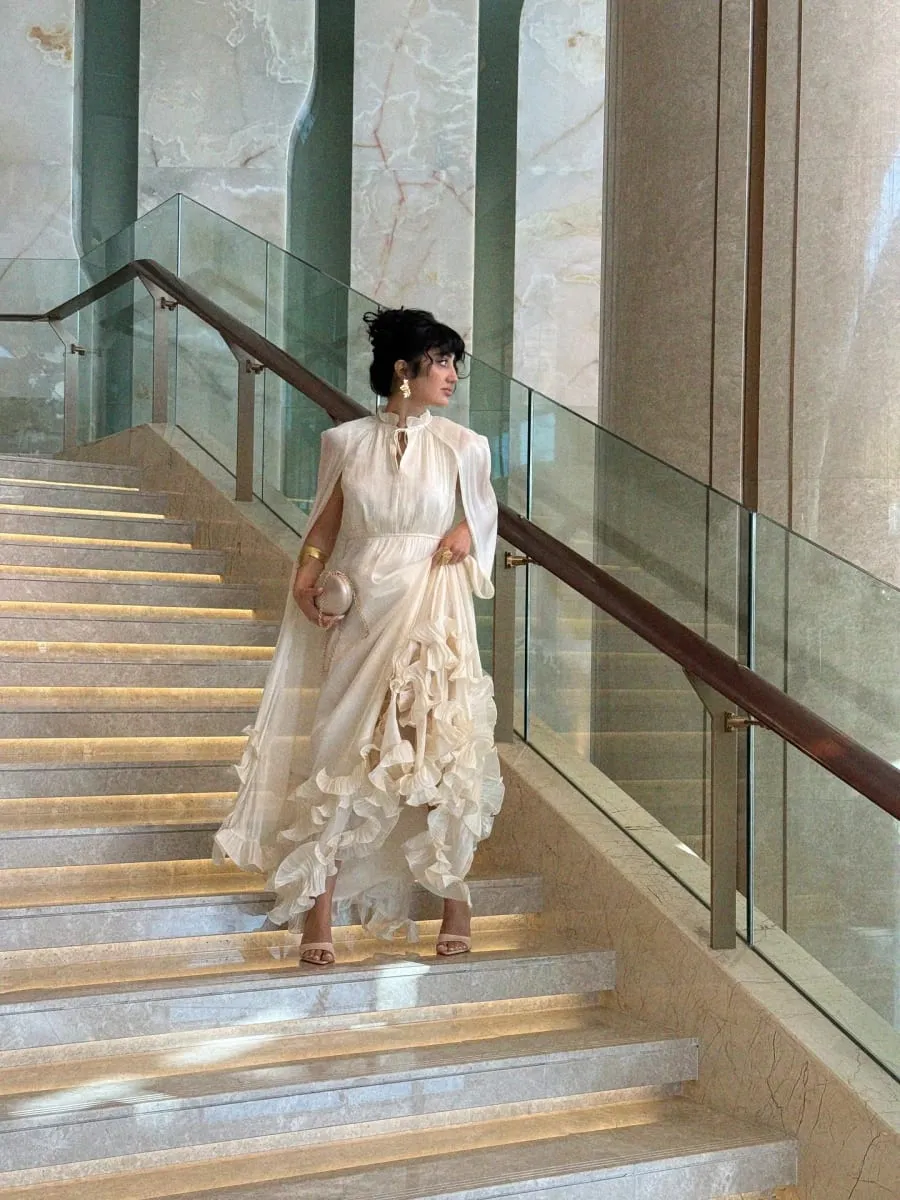 Solid White Ruffle Maxi Dress Women Fashion Lace Pleated Sleeveless Off-shoulder Long Dresses Lady 2026 Summer Holiday Robes New — image 3