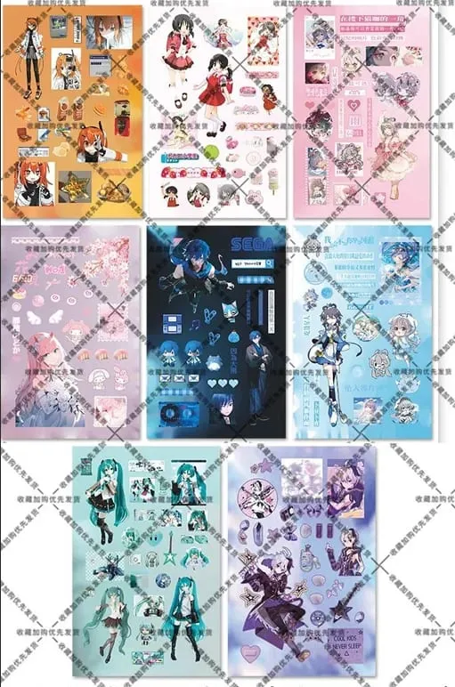 Hatsune Miku -Project DIVA- Sticker Hatsune Miku Kagamine Rin/Len Anime Peripheral Journal Material Sticker 8 Sheets New Gifts — image 8
