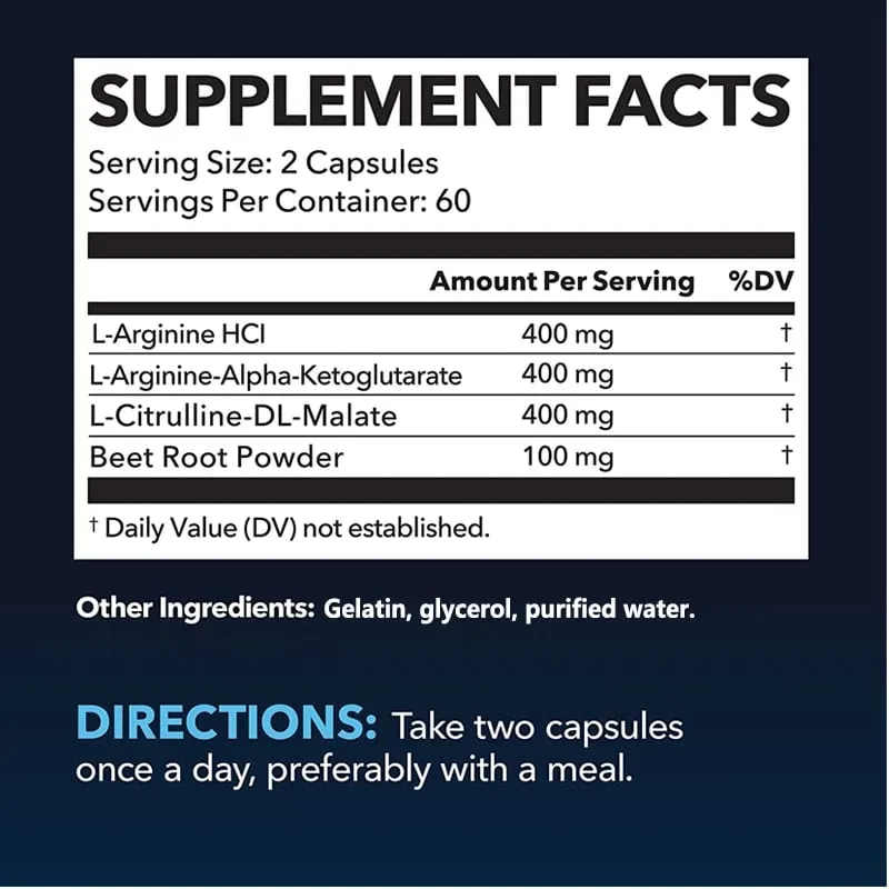 Daitea L-Arginine Supplement - For energy strength and endurance support during exercise | Muscle Mass Non-GMO — image 6