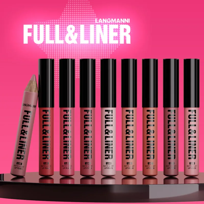 Matte Lip Liner Son Môi Bút Gỗ Có Thể Cắt Kẻ Viền Môi Lâu Dài Không Dính Vào Cốc Không phai màu