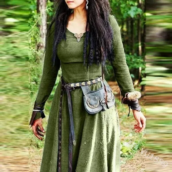 LisdinoMedieval Dress Women Long Sleeve Maxi Robe Vintage Fairy Elven Dress Renaissance Celtic Viking Gothic Cosplay Costumes — image 8