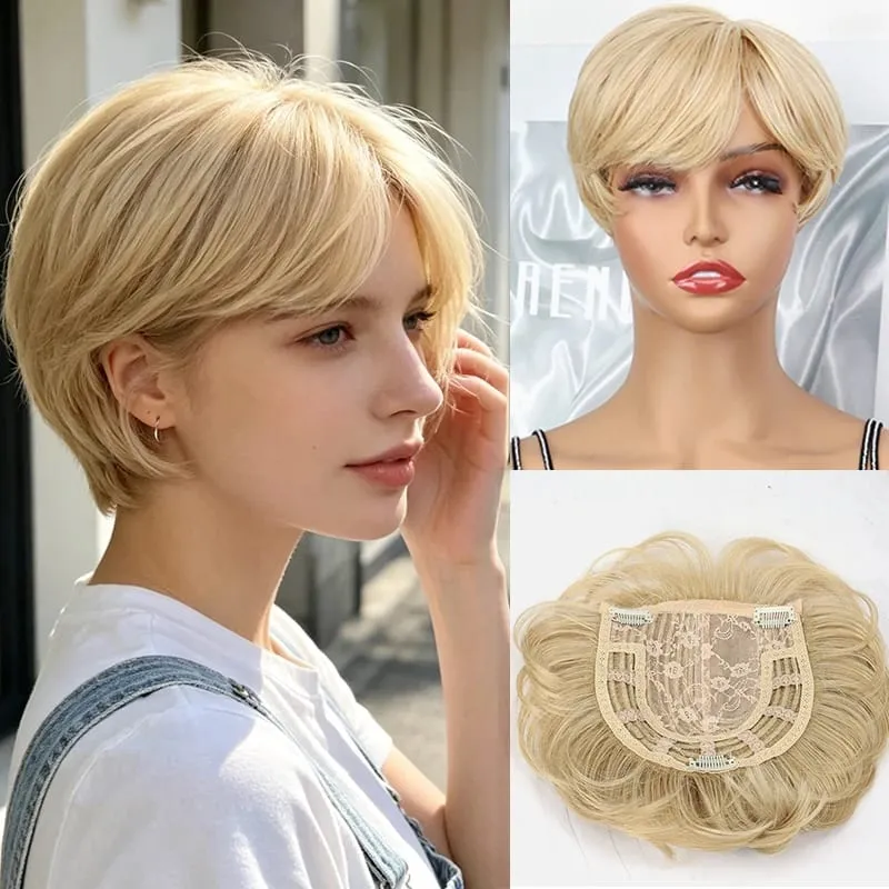 6Inch Synthetic Short Straight Hair Toppers for Thinning Hair Texture Clip-In Adds Volume Hairpiece for Women Daily Use — image 8
