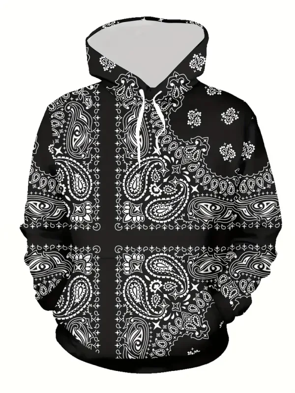 Sudadera con capucha con estampado de anacardo creativo para hombre, sudadera con capucha informal de diseño plano para hombre, sudadera con bolsillo tipo canguro — image 13