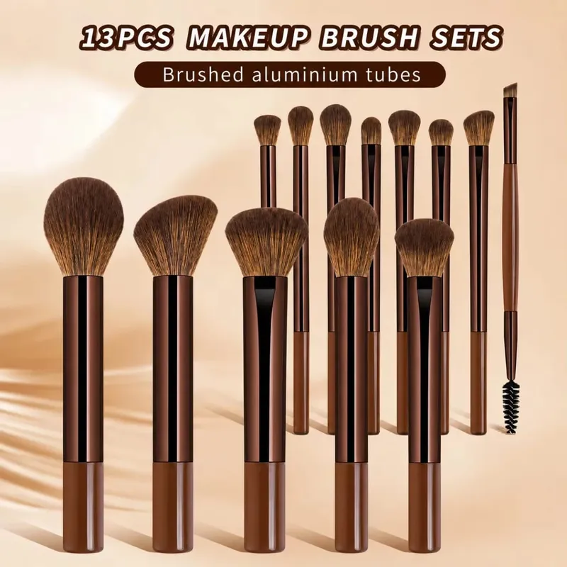 Brush Set Includes 14pcs Makeup Brushes + 1pc Makeup Bag + 2pcs Makeup Sponges Containing Foundation Brush Blush Brush