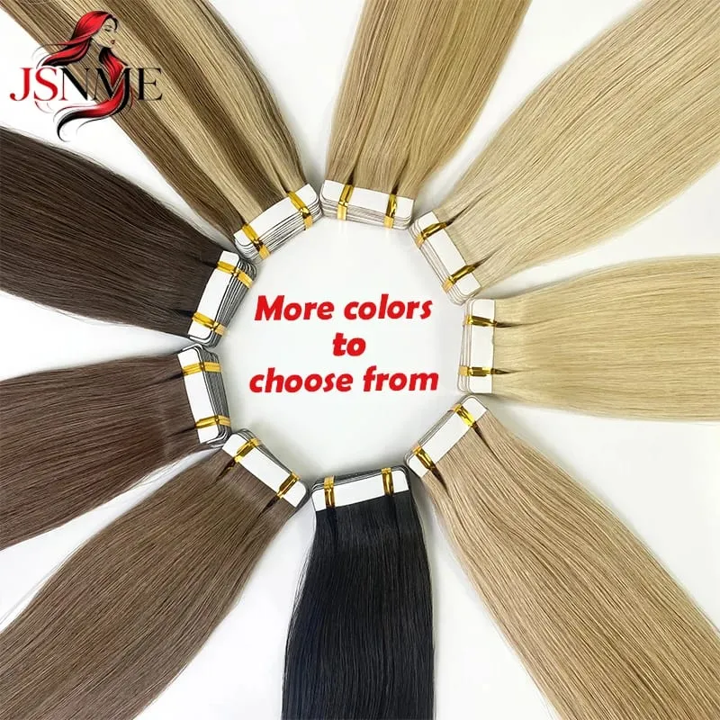 Tape In Human Hair Extensions 100% Really Hair Tape In Hair For Women Natural Brown Blonde Straight 613 For Salon — image 7