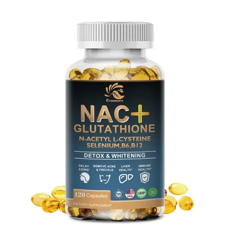 Greensure NAC glutation kapszula N-acetil-cisztein 1200 mg májtüdő támogatása | Az aminosav növeli a glutationt