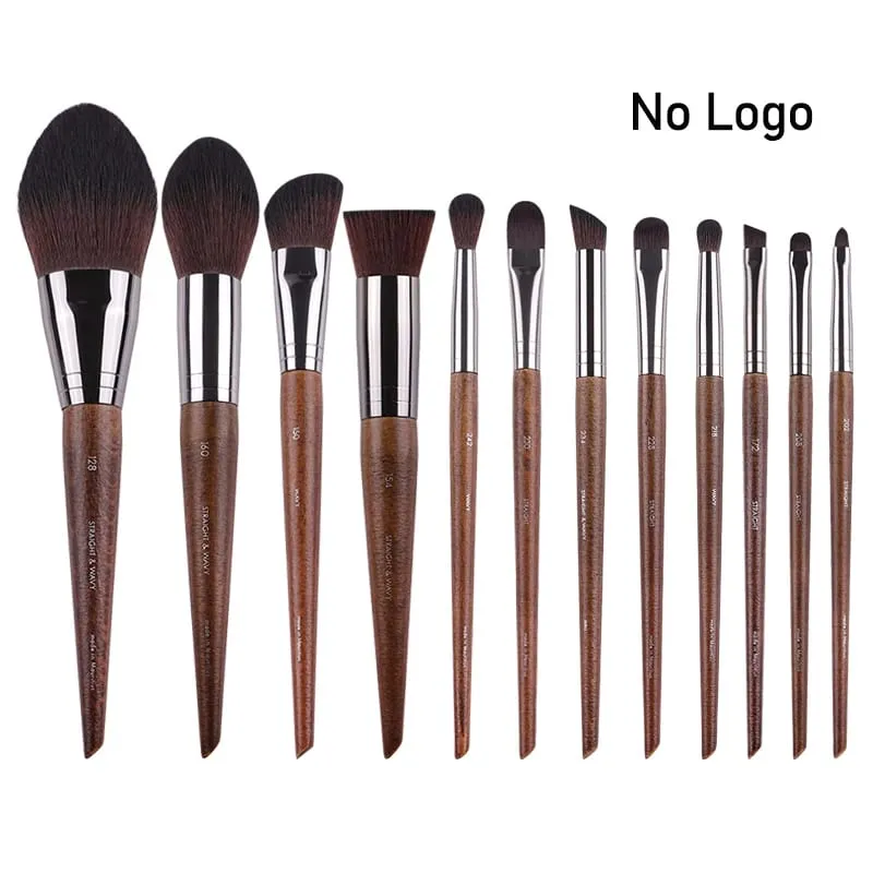 Pennelli per trucco occhi in legno naturale set completo Ombretto Pro Crease Kit per trucco sfumino evidenziatore sopracciglio Pennello per ciglia labbra pratico — image 12