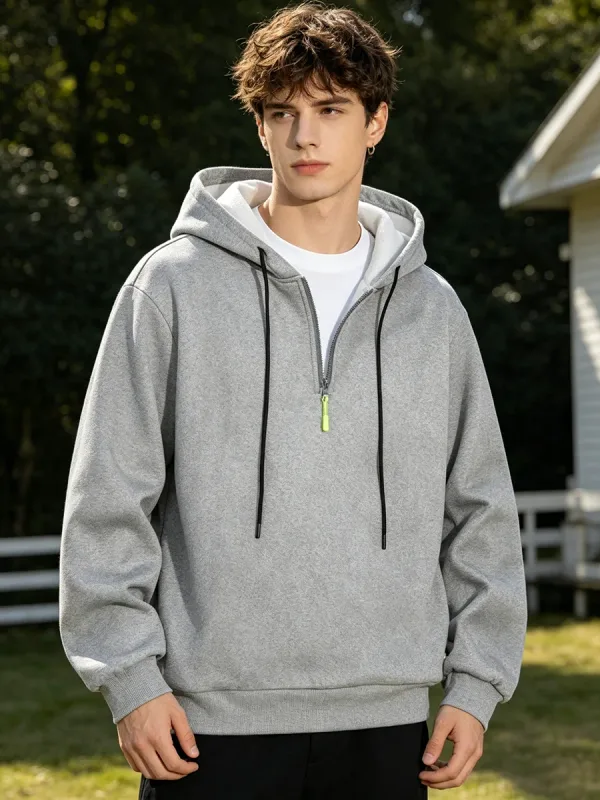 Men's Half Zip Hoodie With Personalized Spider Print Street Style Casual Sweatshirt Autumn And Winter Trendy Fitness Commute Top — image 6