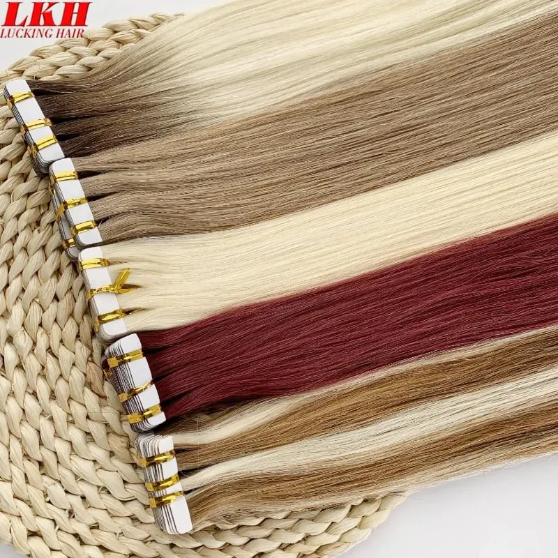 Luckinghair Wholesale 100% Virgin Double Drawn Straight Invisible Human Hair Tape in Extensions Wave Style — image 3