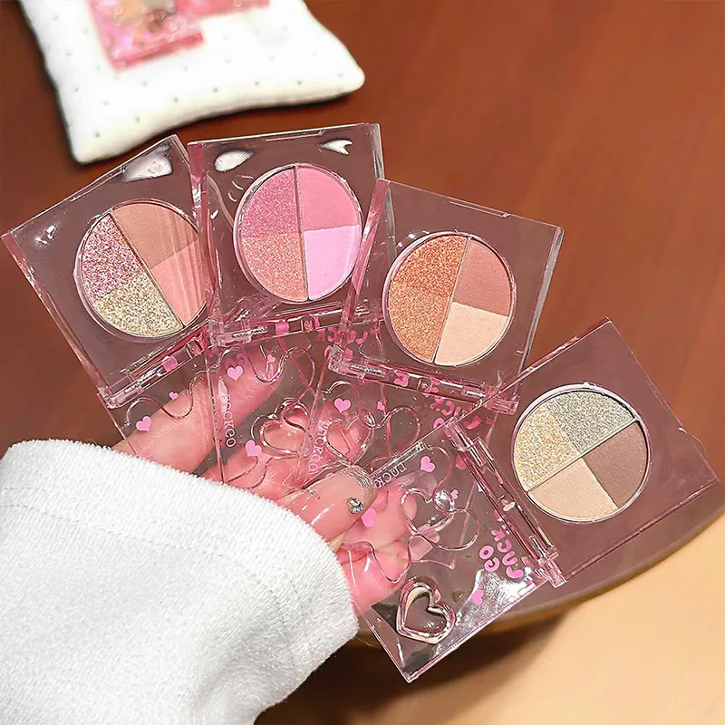 Mini 4-Color Eyeshadow Palette Natural Brightening Matte & Shimmer Lying Silkworm Eye Shadow Lavender Korean Makeup Cosmetics