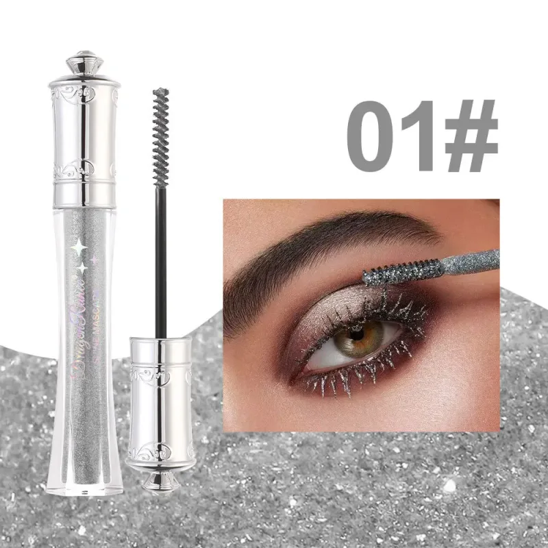 Máscara de pestañas colorida con diamante brillante, máscara resistente al agua con purpurina azul, extensión de pestañas de belleza, maquillaje de ojos brillante de secado rápido