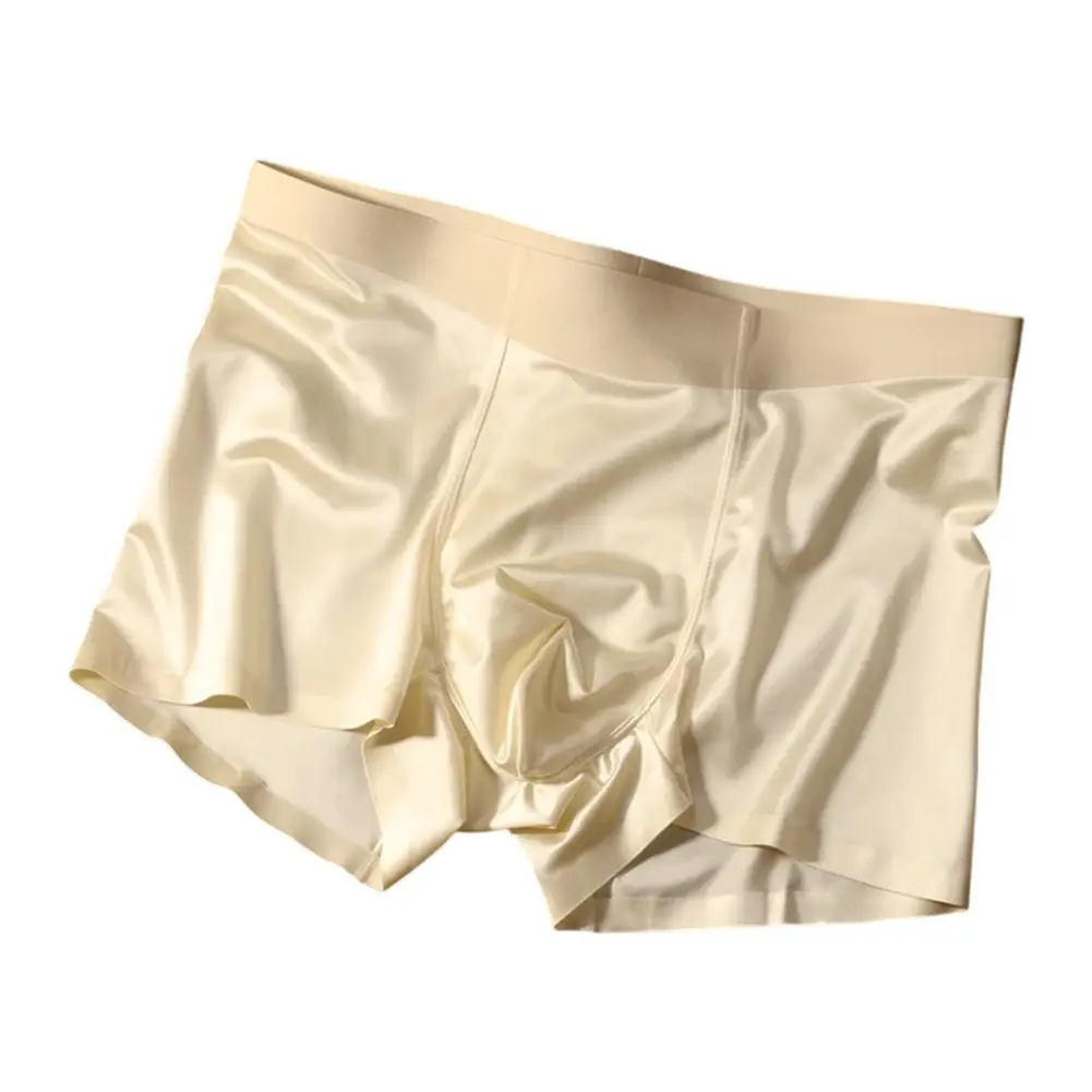 1pc Mens Seamless Boxershorts Breathable Crotch Panties Ice Silk Boxer Shorts Comfortable Satin Men's Underwear Briefs