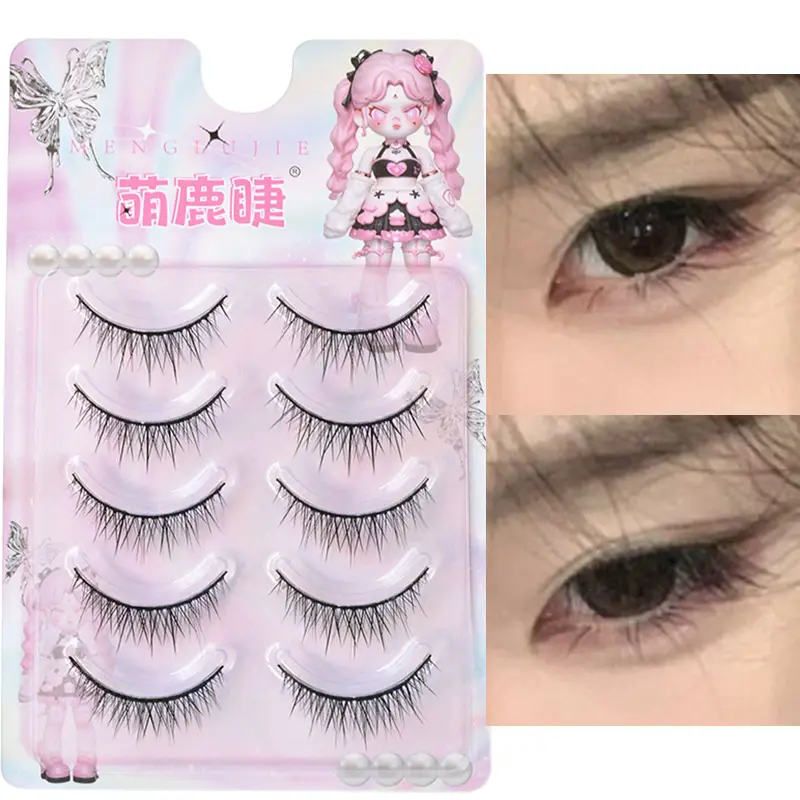 5 Pairs Baby Straight Lashes Hard Band False Eyelashes Natural Fish Tail Design for Cosplay Daily Makeup manga eye lashes