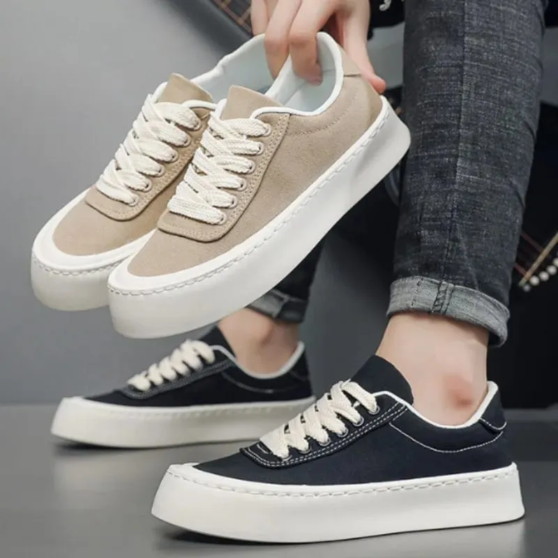2026 New Fashion Comfortable Breathable Man Shoes Men's Canvas Sneakers Outdoor Thick Sole Casual Board Shoes for Man — image 1