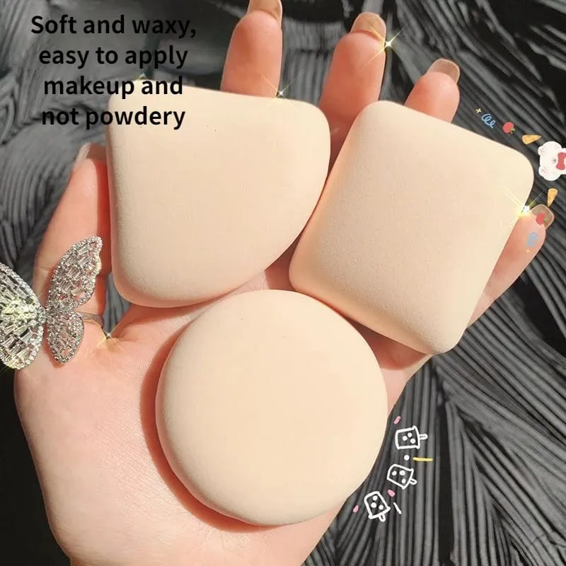 5pcs Round Square Triangle Shape Makeup Sponge Puff Dry Wet Dual-use Soft Cotton Candy Air Cushion Foundation Powder Puff