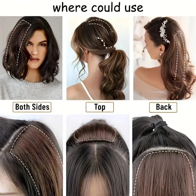 2pcs Synthetic Overhead Hair Clip Style Hair Invisible Extension Increases Hair Volume Hair The Top of Hairpiece for Women — image 7