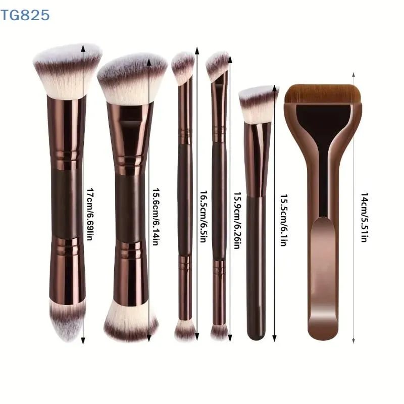 4/5/6/pcs Professional Makeup Brush Set Portable Travel Dual-Ended Multifunctional Makeup Tools Set Foundation Brush Blusher — image 1