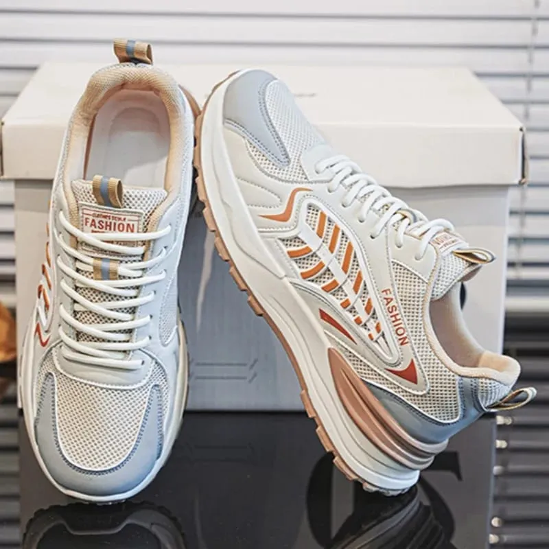 Spring Summer Men Sneakers Breathable Mesh Casual Shoes Platform Chunky Dad Footwear Lace Up Walking Running Shoes — image 5