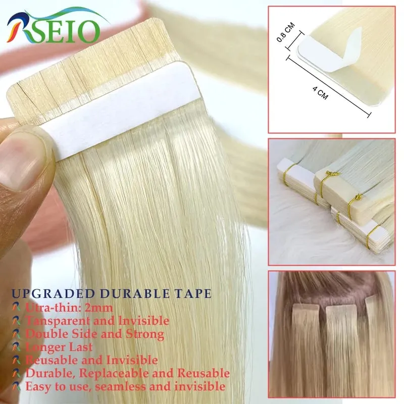 High Quality Tape in Human Hair Extensions Straight Hair Seamless Invisible 14"-22" 100% Real Natural Hair End Thicken — image 4