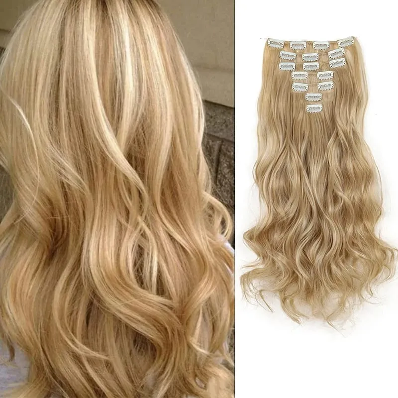 20Inch Synthetic Long Curly Clip In Hair Extensions Heat Resistant Fluffy Hairpiece for Women Daily Party Use — image 14