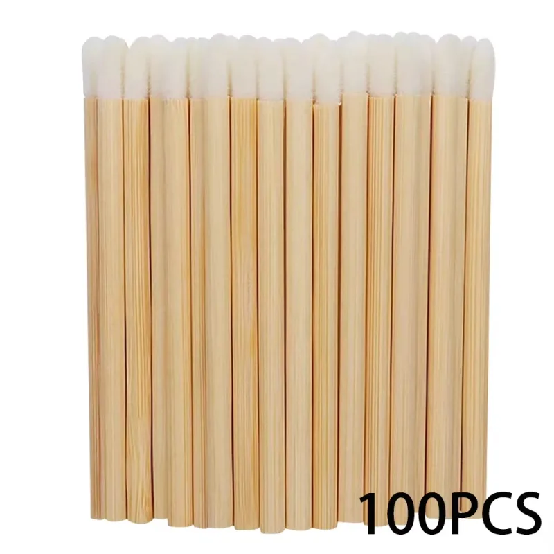 50/100pcs Lip Wands Applicators Bamboo Handle Lipstick Brush Gloss Wand Makeup Brushes For Eyelashes Extension Beauty Tool — image 8