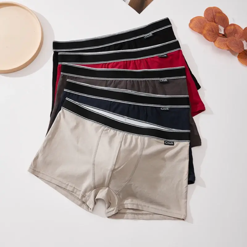 3pc Simple Solid Color Stripe Belt Men's Underwear Cotton Comfortable Soft Male Boxer Shorts Special Offer Mid Waist Briefs S-XL