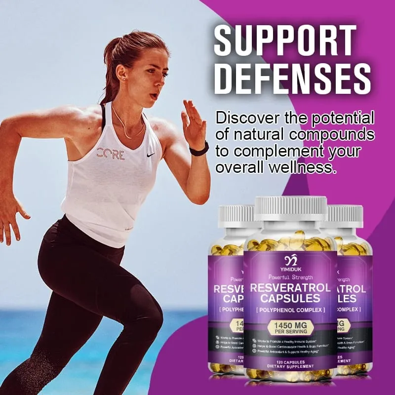Resveratrol 1450mg Trans-Resveratrol Antioxidant Supplement Support Cardiovascular Digestive Joint Health & Immune System — image 3