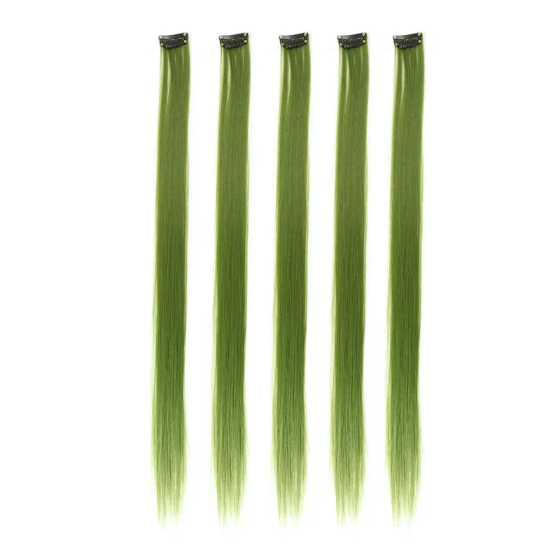 5pcs/set Colorful Clip In Synthetic Hair Extension Rainbow Long Straight Hairpieces For Women Girl Kids Y2K Style Daily Party — image 29