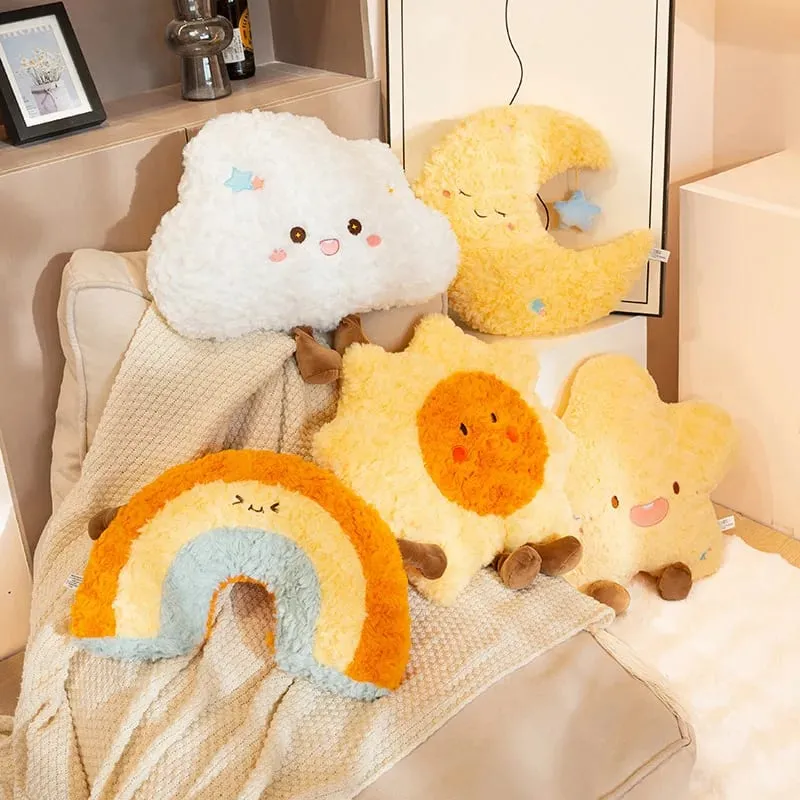 45cm Cute Rainbow Cloud Sun Moon Star Throw Pillow Cushion Rainbow Plush Toy Bedroom Decoration Doll Pillow Sofa Cushion