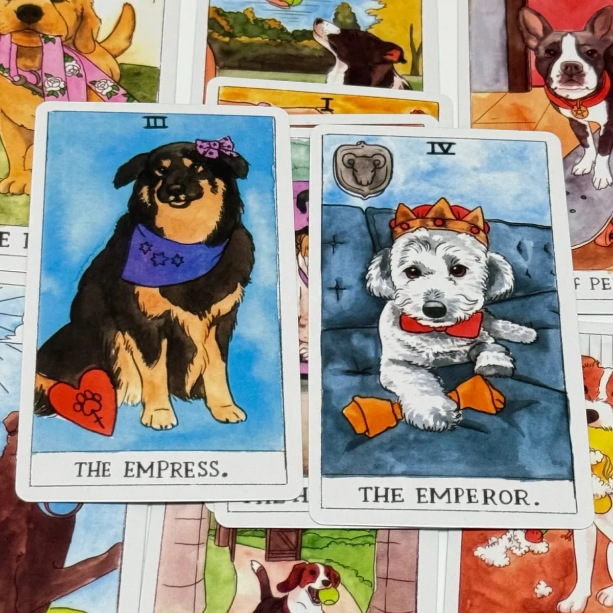 Mazzo di tarocchi per cani Simpatico 78 pezzi di carte dei tarocchi Waite, illustrazioni ad acquerello per cani, regalo unico per gli amanti dei cani — image 2