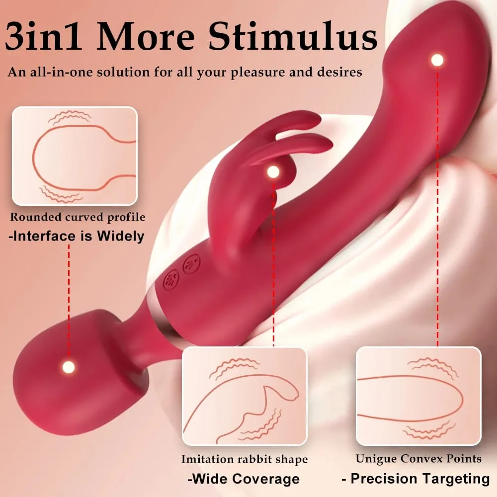 3 IN 1 Rabbit Vibrator AV Sex Machine 10 Vibrating Modes Magic Wand Clit Stimulator G Spot Vagina Massager Sex Toy For Couples