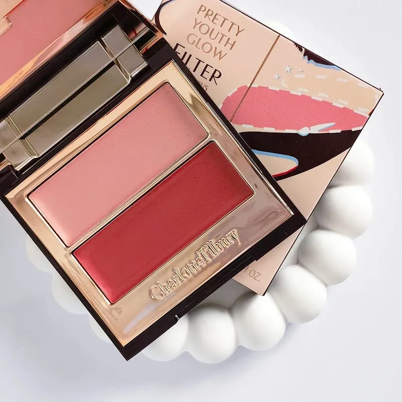 Charlotte Tilbury PILLOW TALK Série Coração Macio Cor Dupla Pó Blush Placa de Cores Código de Cores Quentes Primeiro Amor Sexo em Fogo