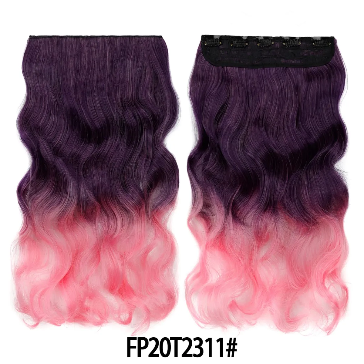 Jeedou Một Mảnh 5 Kẹp Lượn Sóng Ombre Kẹp Trong Tóc Dài Sóng Nước Tổng Hợp Xoăn Phần Lông Màu Cầu Vồng tóc
