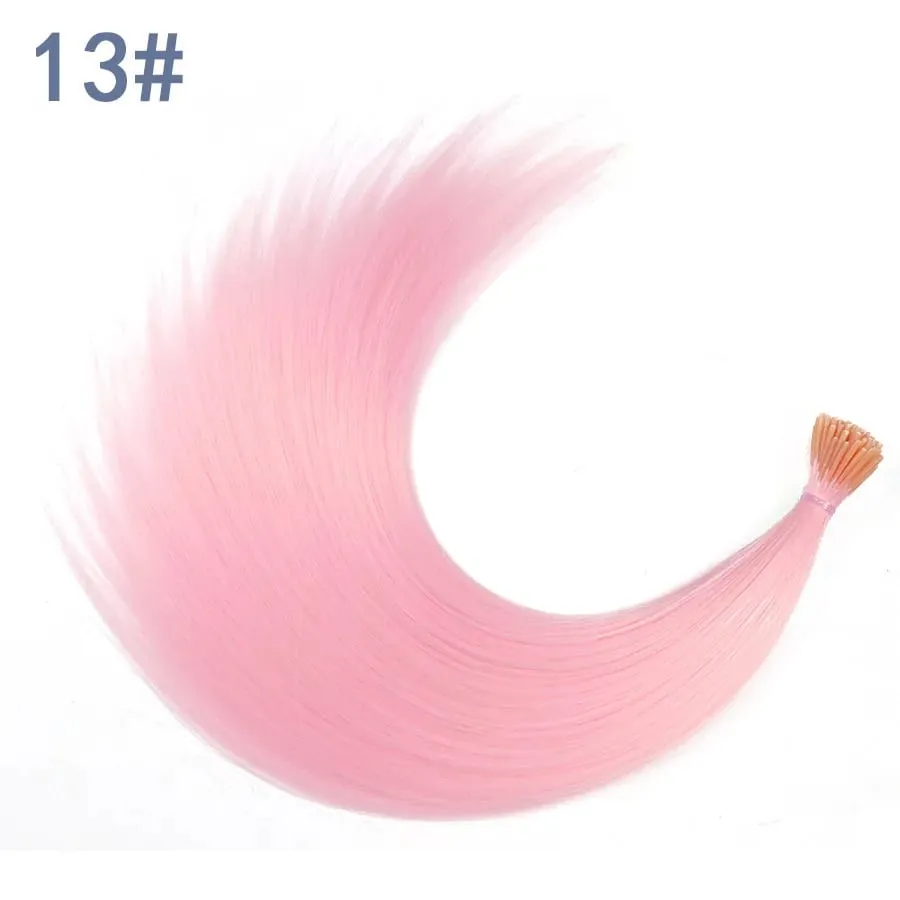 Extensiones de cabello en barra I-Tip de color sintético, 50 hebras por paquete, pelo liso de 16 pulgadas para mujeres, postizos de fibra de alta temperatura — image 8