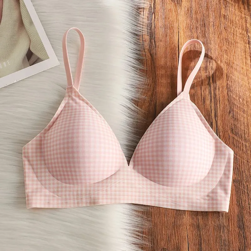 Elegant Seamless Bralette Small Bust Gathering Anti-Sagging Manipis Adjustable Straps Wirefree Comfort Fit UK Light Support Bra Set