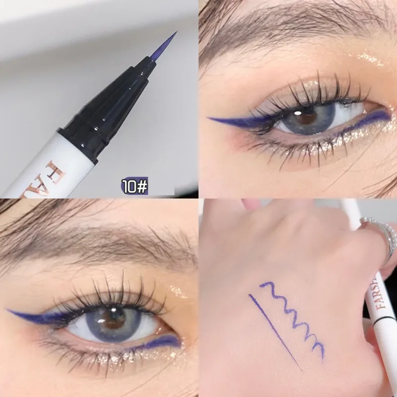 12 barev Vodotěsné pero na oční linky Ultra-Fine Tip Tekuté oční linky Dlouhotrvající oční linky Rychleschnoucí barevné líčení pro Cosplay — image 17