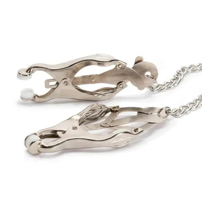 Metal Nipple Clamps Clips With Chain Clitoris Stimulator Steel Nipple Breast Clamps Slave Bondage Flirting Women Sex Toy