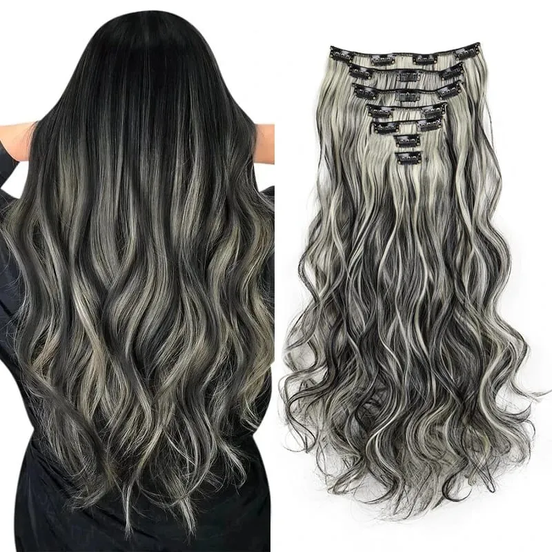 24Inch Synthetic Long Wavy Curly Hair Extension 7pcs/set Soft Invisible Cilp Thick Fluffy Hairpiece for Women Daily Use — image 11