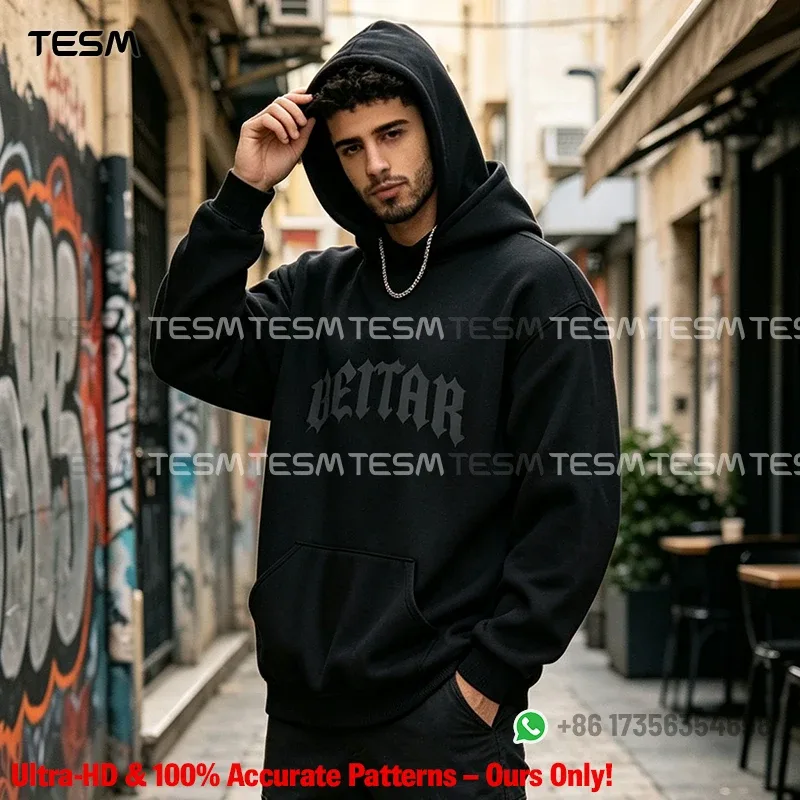 Men Beita Gothic Font Print Hoodie Oversized Street Hip Hop Pullover Sweatshirt Casual Long Sleeve Hooded Sweatshirts Men Women — image 2