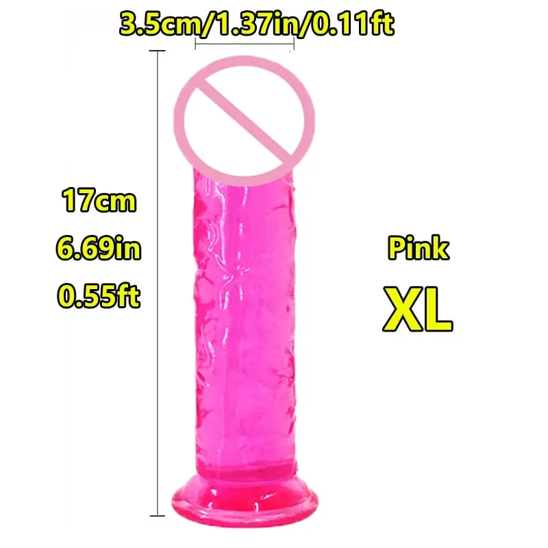 Super Cheap 7 Sizes 5 Colors Realistic Soft Jelly Dildo Suction Cup Adult Sex Toy for Women and Men Vaginal and Anal Masturbator — image 31