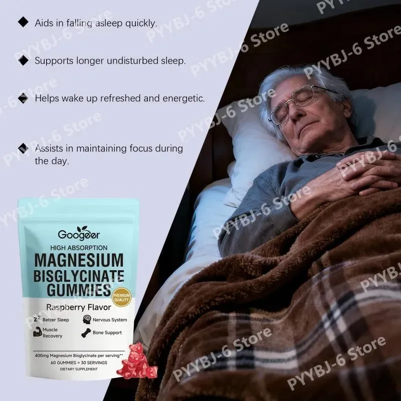 Magnesium Bisglycinate Gummies400mg Raspberry Flavor Supports Bone Health& Muscle Function Dietary Supplement for Adults60 Count — image 2
