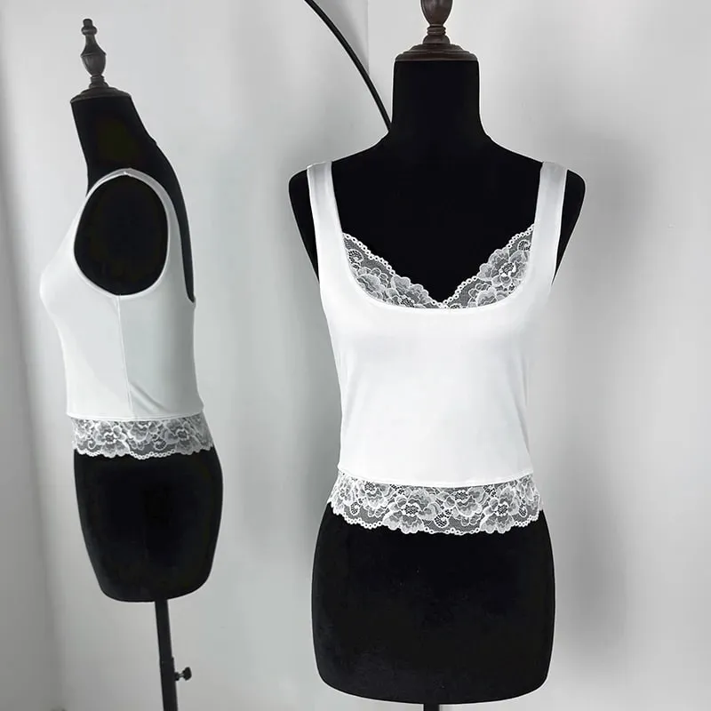 Summer Lace Tanks Top Women Sexy Slim Plunge Sleeveless Short Vest Fashion 2026 Lady Club Party Camis Y2K Tops Tee Basic Shirts — image 7