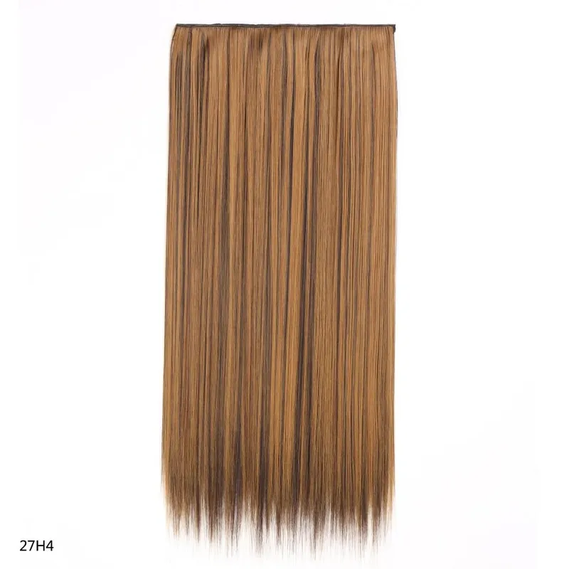Hairpiece 5-Clips One Piece Clip-In Hair Extension Long Straight Hair Voluminous Natural Soft Synthetic Hair for Women Daily Use