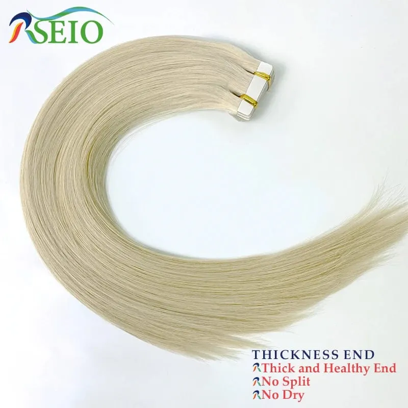 Tape In Hair Extensions Human Hair 100% Really Natural Hair Tape Ins Invisible Soft 16"-26" Black Brown Blonde For Salon