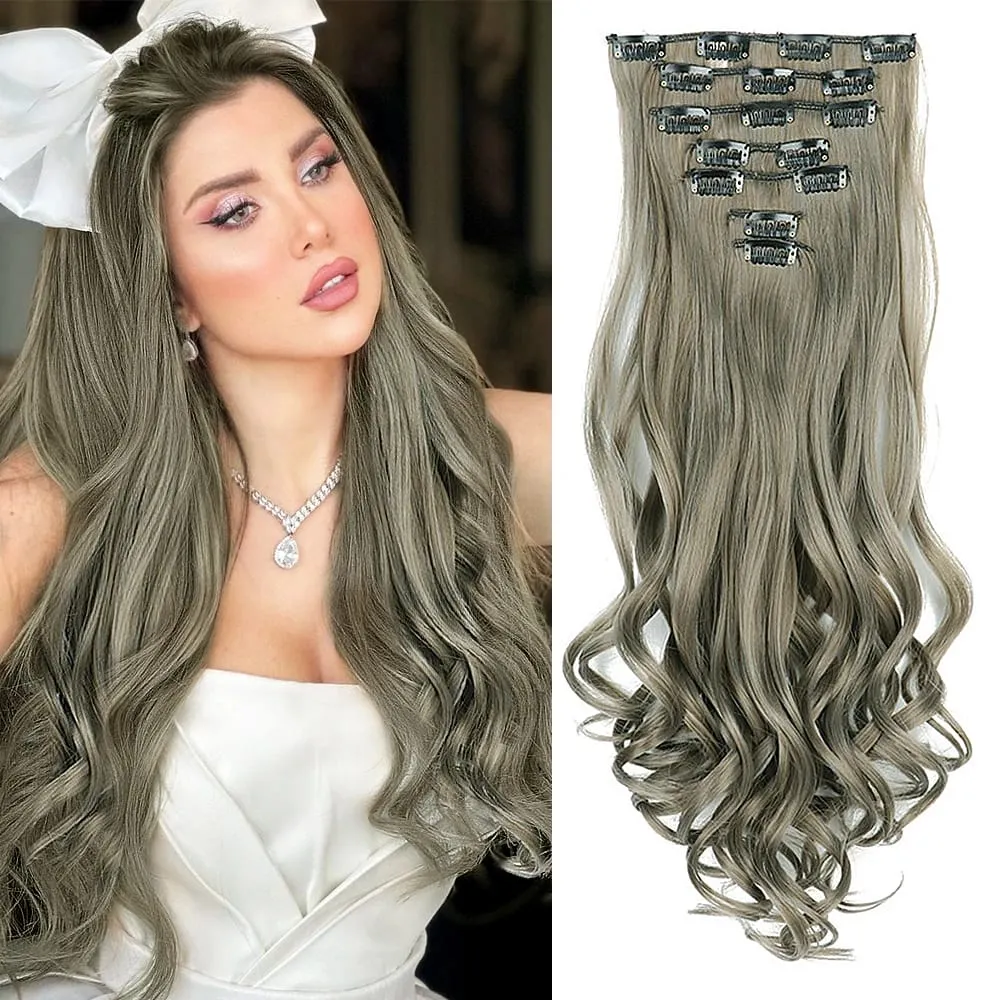 Synthetic Clip in Hair Extensions Purple hairpieces 7pcs/set 22inch Thick Hair for Women Girls Daily Party Cosplay — image 11