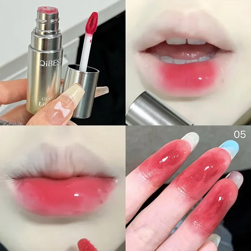 Brilho labial espelhado aquoso, hidratante de longa duração, fácil de usar, esmalte labial, hidratante, sexy, vermelho, maquiagem
