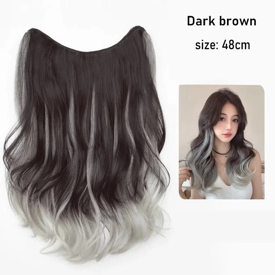 Synthetische 5 Clip 50 cm farbige Haarverlängerungen, Wasserwellen-Perücke, rosa Perücke, graue Perücke, Clip-on-Haarverlängerungen, Weihnachten — image 18