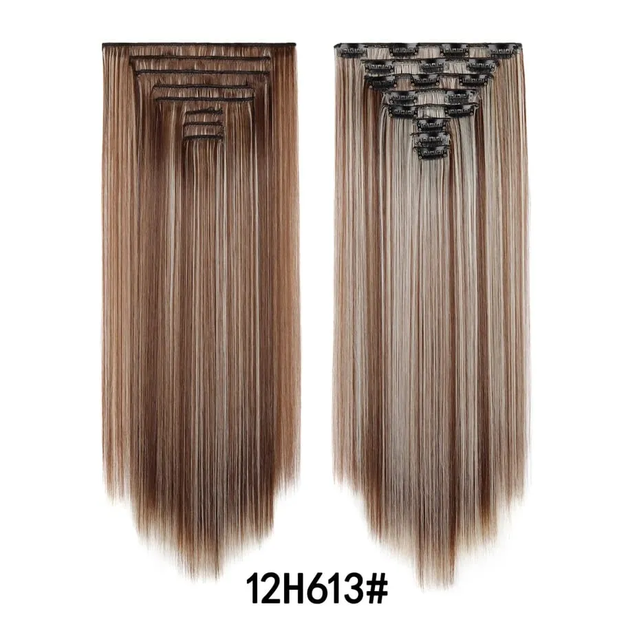 24 Inch 8Pcs Clip in Hair Extensions Long Straight Hair Extensions Soft Synthetic Hairpieces for Women Daily Fashion Hairstyle — image 13