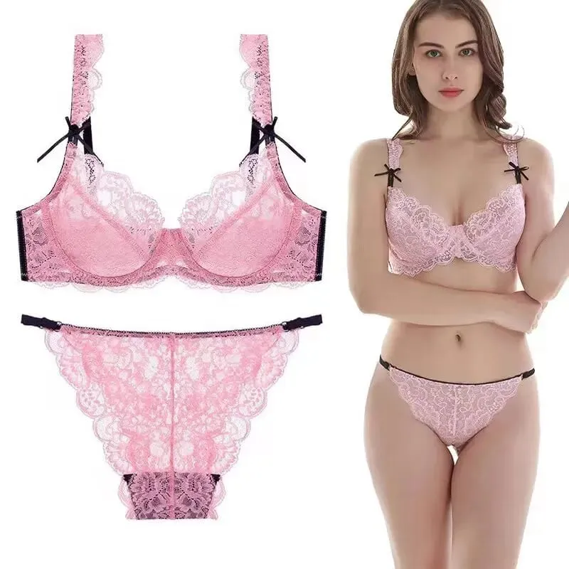 Lace Minimizer Bra Ultra Thin Sponge Free Wirefree Seamless Full Coverage Bust Push Up Comfort Lingerie Set BANERDANNI — image 11