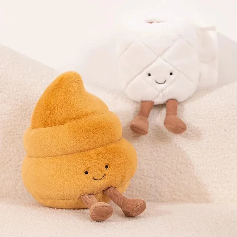 Kawaii Toilet Plush Humanoid Toy Stuffed Poop Roll Paper Plushie Smiling with Legs Prop Decor Gift — image 2